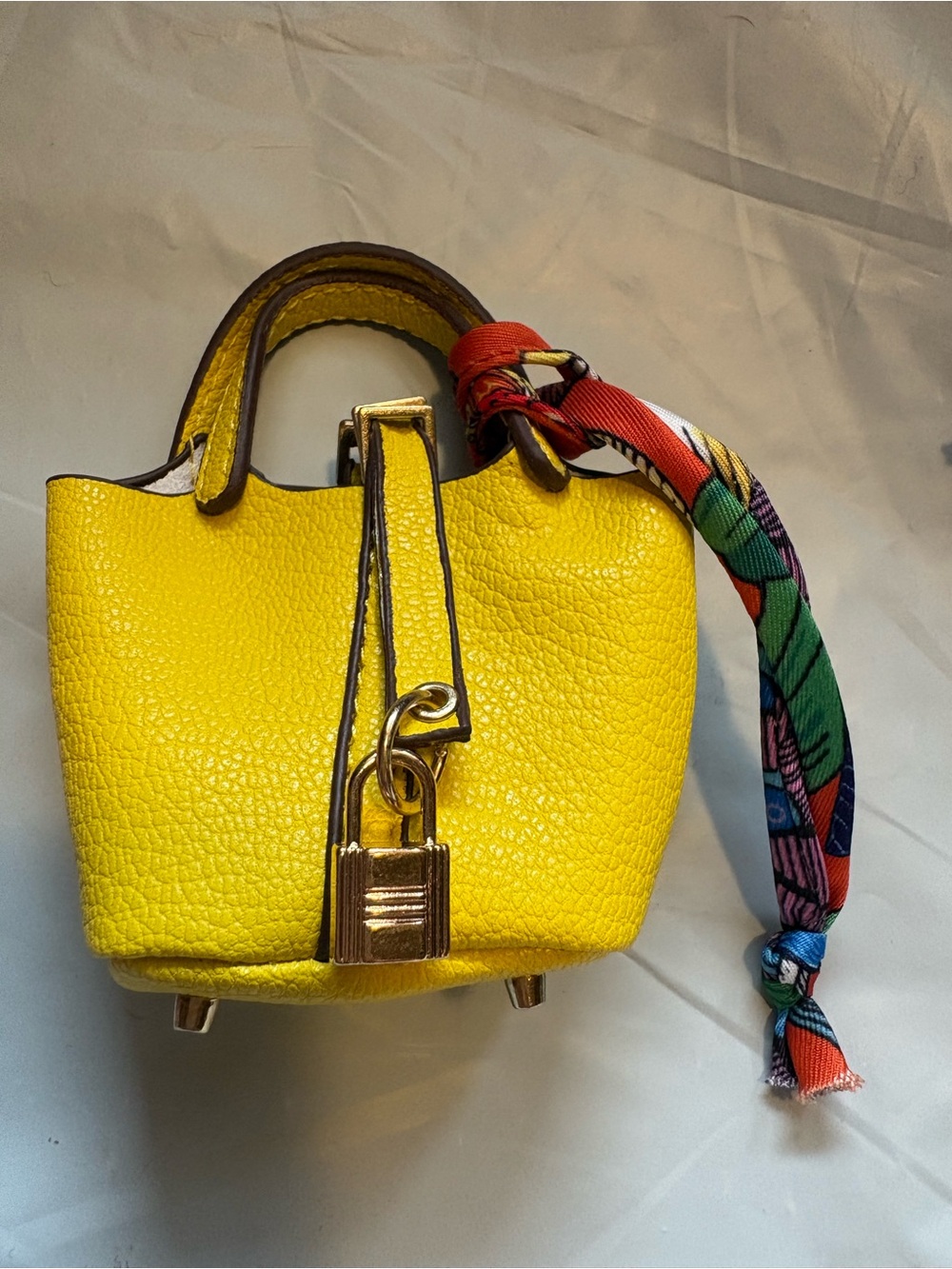Bag Charm Yellow Pebbled Mini Tote with Goldtone Padlock 3/$18